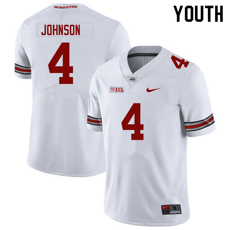 Youth #4 JK Johnson Ohio State Buckeyes College Football Jerseys Sale-White